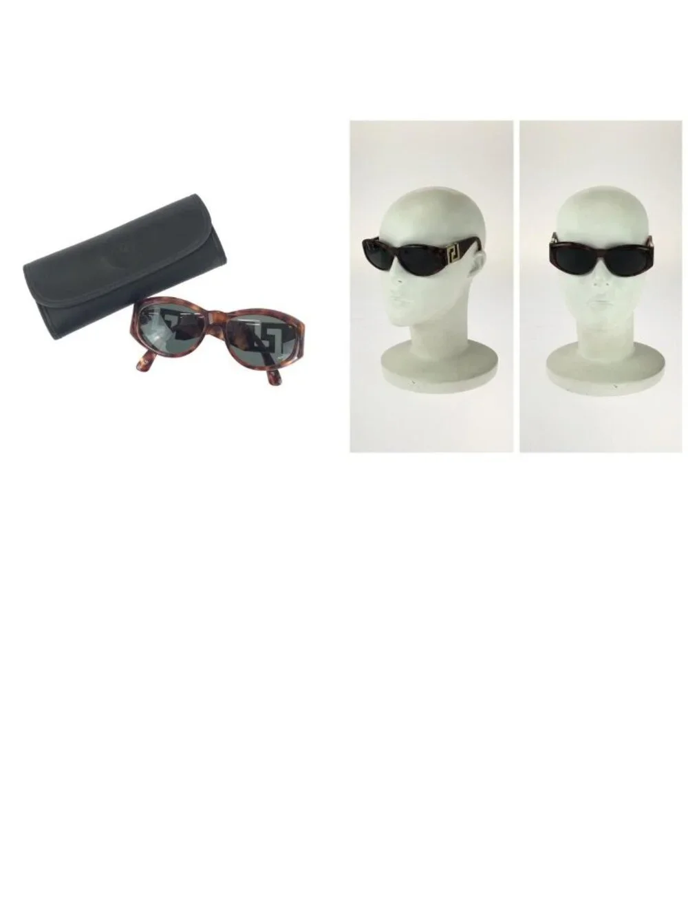 Versace Vintage Greca Havana Brown Gold Acetate Metal Mod Sunglasses Eyewear
